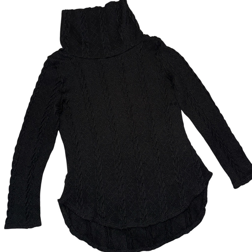Fashion Nova Black Cable Knit Turtleneck Sweater Size Medium